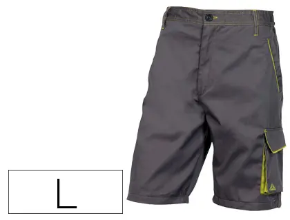 Imagen Pantalon de trabajo deltaplus bermuda cintura ajustable 5 bolsillos color gris verde talla l