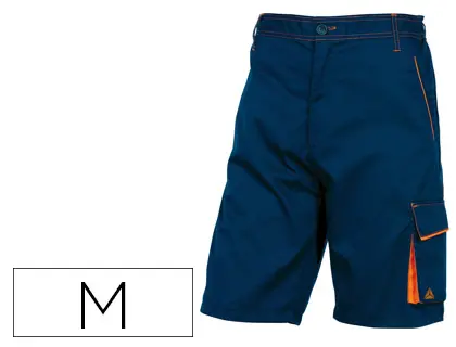 Imagen Pantalon de trabajo deltaplus bermuda cintura ajustable 5 bolsillos color azul naranjatalla m