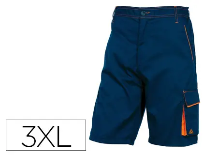 Imagen Pantalon de trabajo deltaplus bermuda cinta ajustable 5 bolsillos color azul naranjatalla 3xl