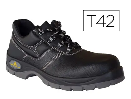 Imagen Zapatos de seguridad deltaplus de piel crupon grabada con forro absorbente y plantilla de latex color negro talla 42