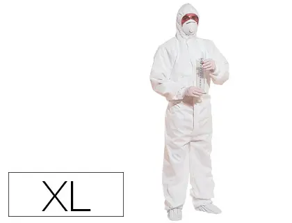 Imagen Traje de seguridad deltaplus polipropileno con capucha de un solo uso color blanco talla xl