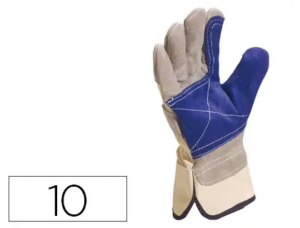 Imagen Guantes deltaplus docker serraje vacuno reforzado ideal para trabajos intensivo color gris-azul talla 10