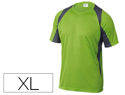 Imagen Camiseta deltaplus poliester manga corta cuello redondo tratamiento secado rapido color verde-gris talla xl