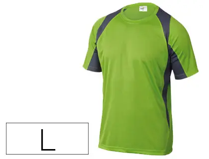 Imagen Camiseta deltaplus poliester manga corta cuello redondo tratamiento secado rapido color verde-gris talla l
