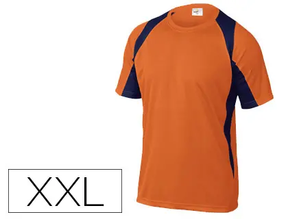 Imagen Camiseta deltaplus poliester manga corta cuello redondo tratamiento secado rapido color naranja-marino talla