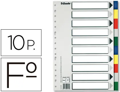 Imagen Separador esselte plastico juego de 10 separadores folio con 5 colores multitaladro