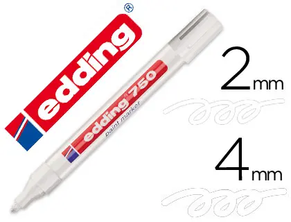 Imagen Rotulador edding punta fibra 750 blanco punta redonda 2-4 mm