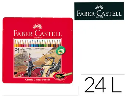 Imagen Lapices de colores faber castell caja metalica de 24 colores surtidos