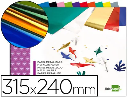 Imagen Bloc trabajos manuales liderpapel papel metalizado 240x315 mm 10 hojas colores surtidos