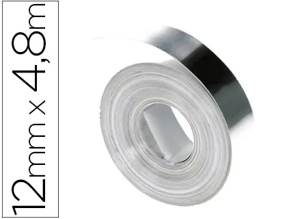 Imagen Cinta dymo aluminio 12mm x 4,8mt sin adhesivo para rotuladora