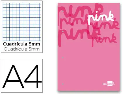 Imagen Bloc encolado liderpapel cuadro 5 mm rosa a4 natural 100 hojas 100 g/m2