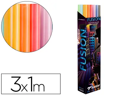 Imagen Papel kraft rollo 3x1 mt expositor fusion con 24 rollos colores surtidos