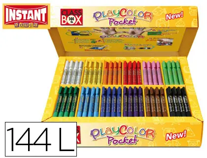 Imagen Tempera solida en barra playcolor pocket escolar caja de 144 unidades 12 colores surtidos