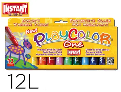 Imagen Tempera solida en barra playcolor escolar caja de 12 colores surtidos