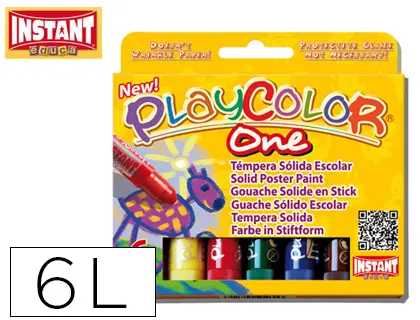 Imagen Tempera solida en barra playcolor escolar caja de 6 colores surtidos