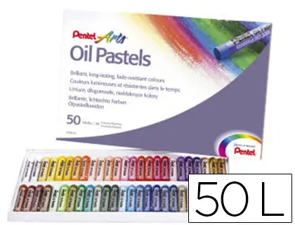 Imagen Lapices pentel oil pastel caja de 50 colores surtidos