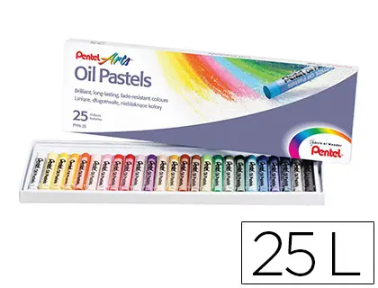 Imagen Lapices pentel oil pastel caja de 25 colores surtidos