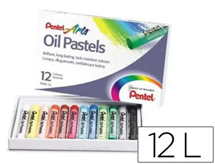 Imagen Lapices pentel oil pastel caja de 12 colores surtidos