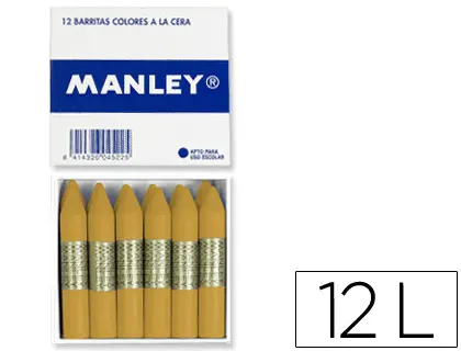 Imagen Lapices de cera manley unicolor ocre madera caja de 12 n.64