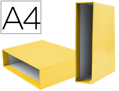 Imagen Caja archivador liderpapel de palanca carton din-a4 documenta lomo 82mm color amarillo