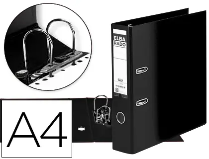 Imagen Archivador de palanca elba carton forrado din a4 negro lomo de 80 mm rado