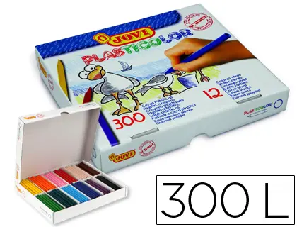 Imagen Lapices cera jovi plasticolor caja de 300 unidades 25 colores surtidos