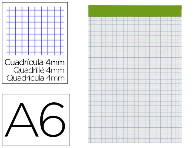 Imagen Bloc notas liderpapel cuadro 4 mm a6 80 hojas 60 g/m2 perforado sin tapa