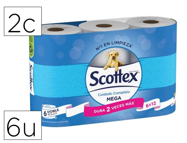 Imagen Papel higienico scottex megarrollo doble largo paquetede 9 rollos
