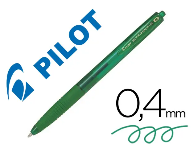 Imagen Boligrafo pilot supergrip g verde retractil sujecion de caucho tinta base de aceite