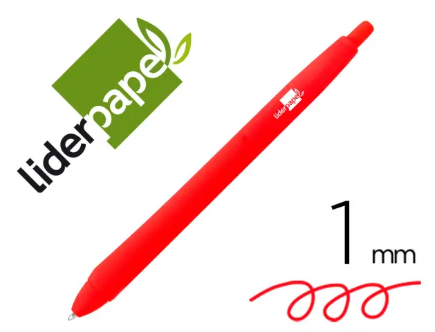 Imagen Boligrafo liderpapel gummy touch retractil 1,0 mm tinta roja