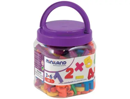 Imagen Juego miniland letras numeros magneticos bote de 162 piezas