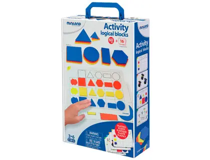 Imagen Juego miniland activity logical blocks 60 bloques + 16 actividades