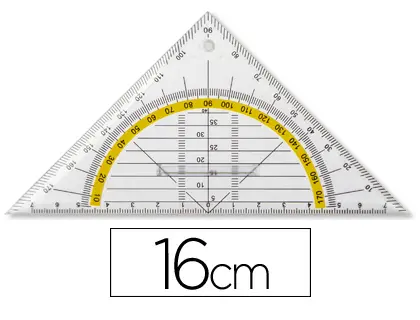 Imagen Escuadra liderpapel geometria 16 cm plastico cristal con pestaa de sujeccion