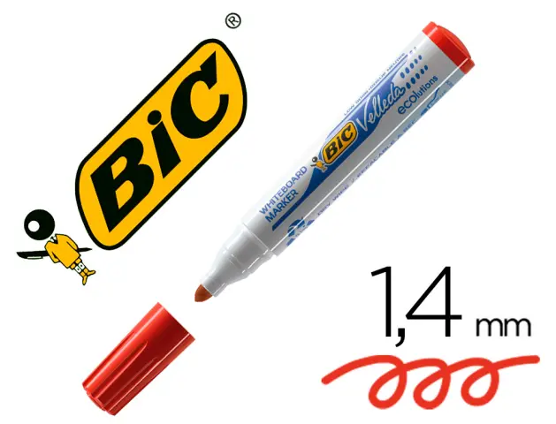 Imagen Rotulador bic velleda para pizarra rojo punta redonda 1,3 mm