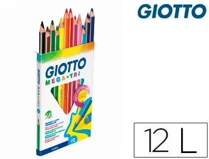 Imagen Lapices de colores giotto mega tri caja de 12 colores mina 5,5 mm