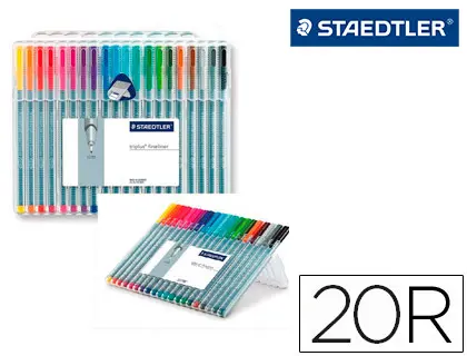 Imagen Rotulador staedtler triplus fineliner estuche 20 colores surtidos