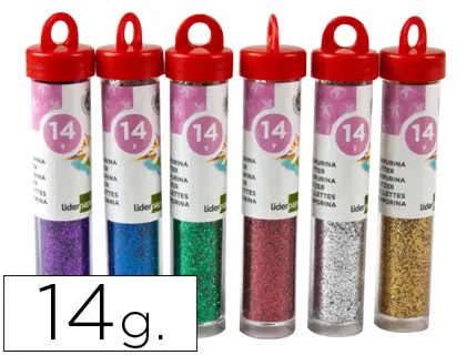 Imagen Purpurina liderpapel fantasia colores metalicos surtidos bote de 14 gr