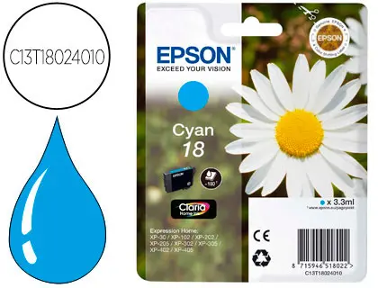 Imagen Ink-jet epson t18 cyan expression home xp-102 xp-205 xp-305 xp-405 capacidad 180 pag