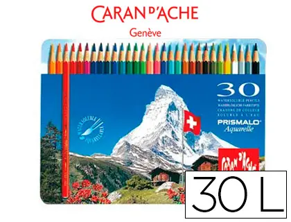 Imagen Lapices de colores prismalo acuarelables caja metalica de 30 colores surtidos