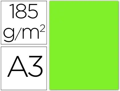 Imagen Cartulina guarro din a3 verde fluorescente 185 gr paquete 50 h