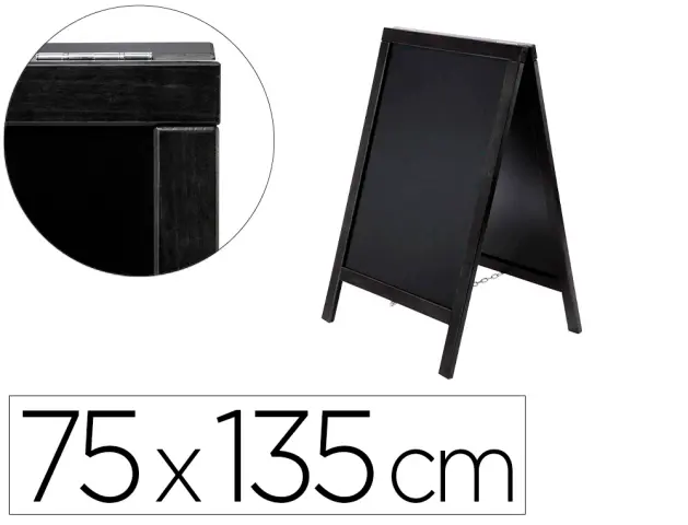 Imagen Pizarra negra liderpapel caballete doble cara de madera con superficie para rotuladores 75x135 cm