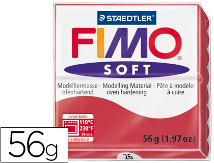 Imagen Pasta staedtler fimo soft 56 gr color rojo cereza