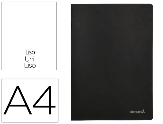 Imagen Libreta liderpapel tapa negra a4 80 hojas 60g/m2 liso sin margen