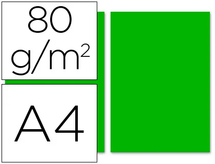 Imagen Papel color liderpapel a4 80g/m2 verde intenso paquete de 100