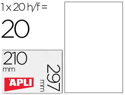 Imagen Etiqueta adhesiva apli translucidas 1225 tamao 210x297 mm - fotocopiadora -laser caja con 20 etiquetas