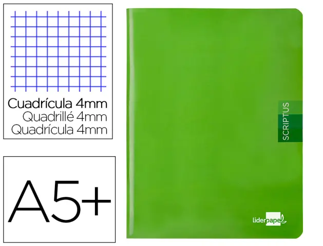 Imagen Libreta liderpapel scriptus a5 48 hojas 90g/m2 cuadro 4mm con margen color verde