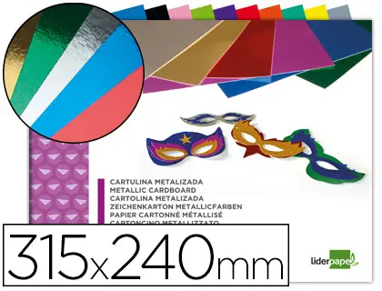 Imagen Bloc trabajos manuales liderpapel cartulina metalizada 240x315mm 10 hojas colores surtidos