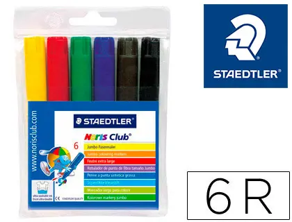 Imagen Rotulador staedtler color jumbo trazo 3 mm -estuche de 6 colores surtidos