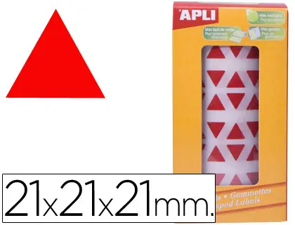Imagen Gomets autoadhesivos triangulares 21x21x21 mm rojo en rollo