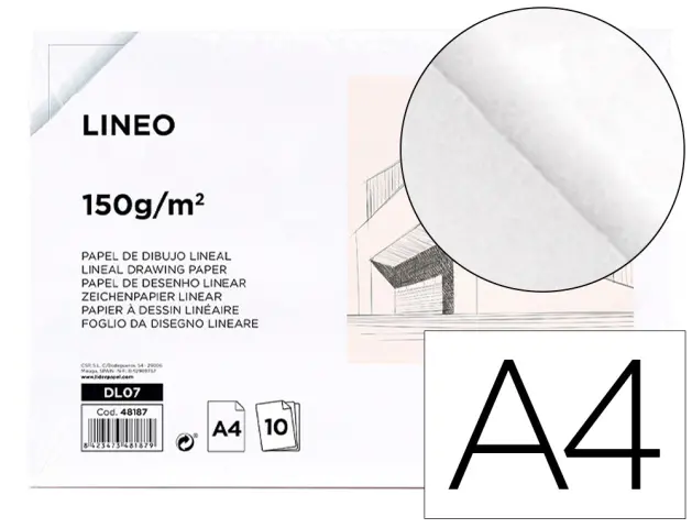 Imagen Papel dibujo liderpapel 210x297mm 150g/m2 sin recuadropack de 10